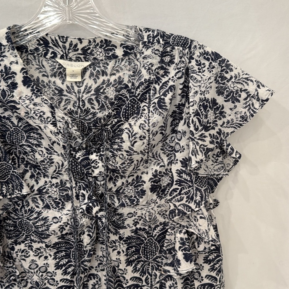 Nordstrom Caslon Blue Flutter Sleeve Blouse sz small - Picture 3 of 5